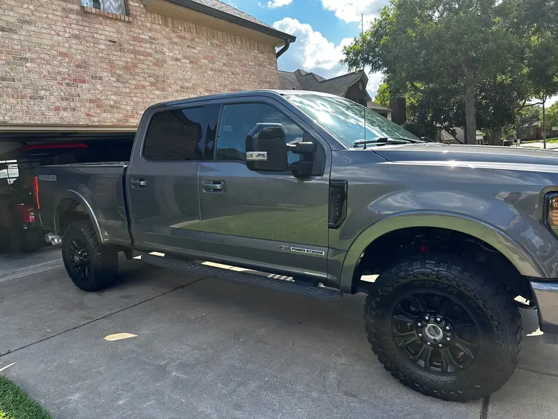 Gray Ford F-250 truck exterior detail