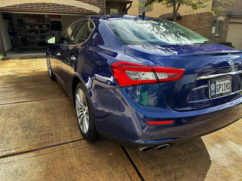 Blue Maserati after exterior detailing